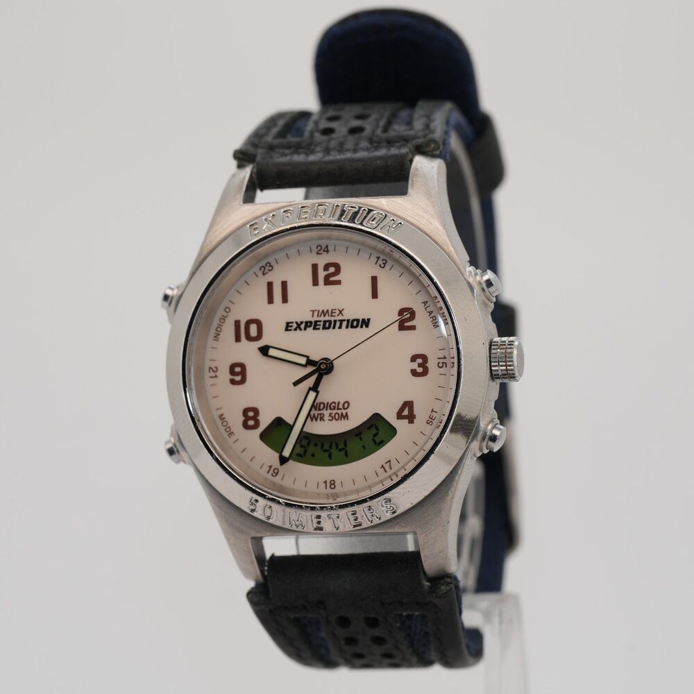 Vintage Timex Expedition Ana-Digi 37mm Indiglo WR50M New Battery Working